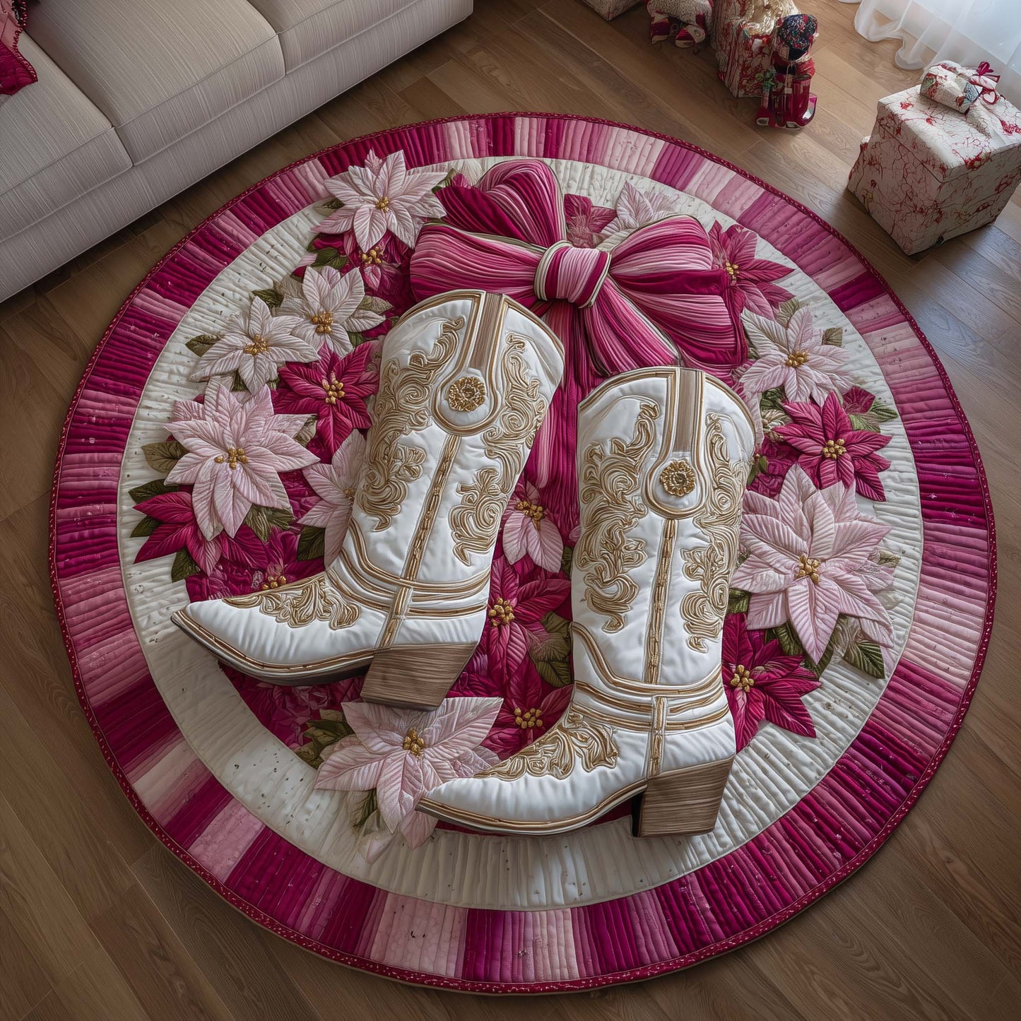 Howdy Christmas Quilted Round Mat GFTOTP14911