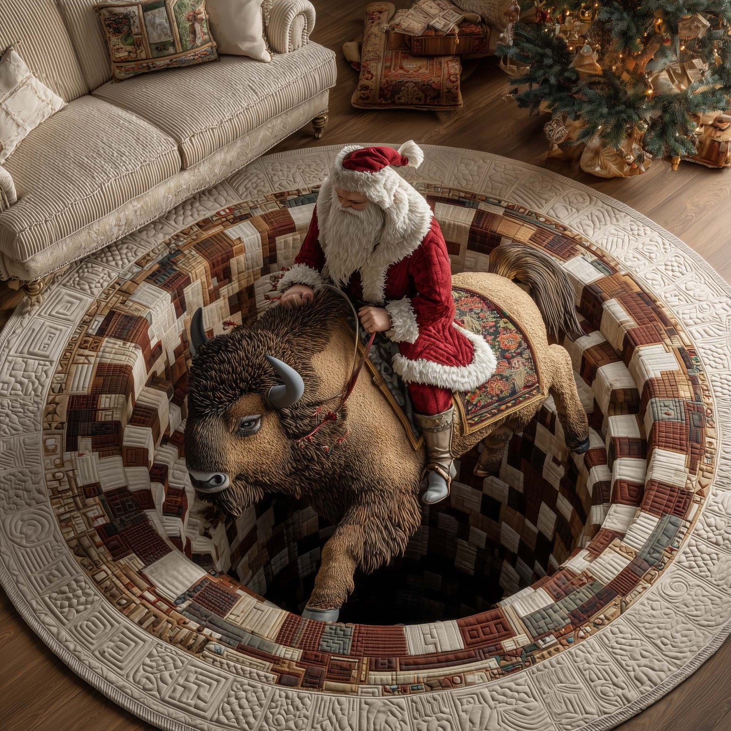 Christmas Prairie Quilted Round Mat GFTOTP14919