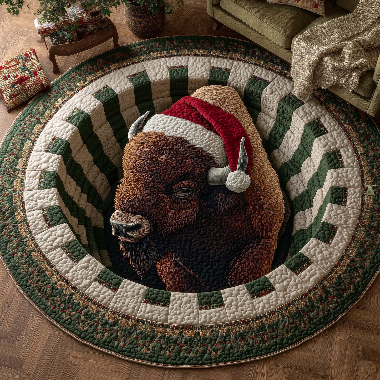 Christmas Prairie Quilted Round Mat GFTOTP14920