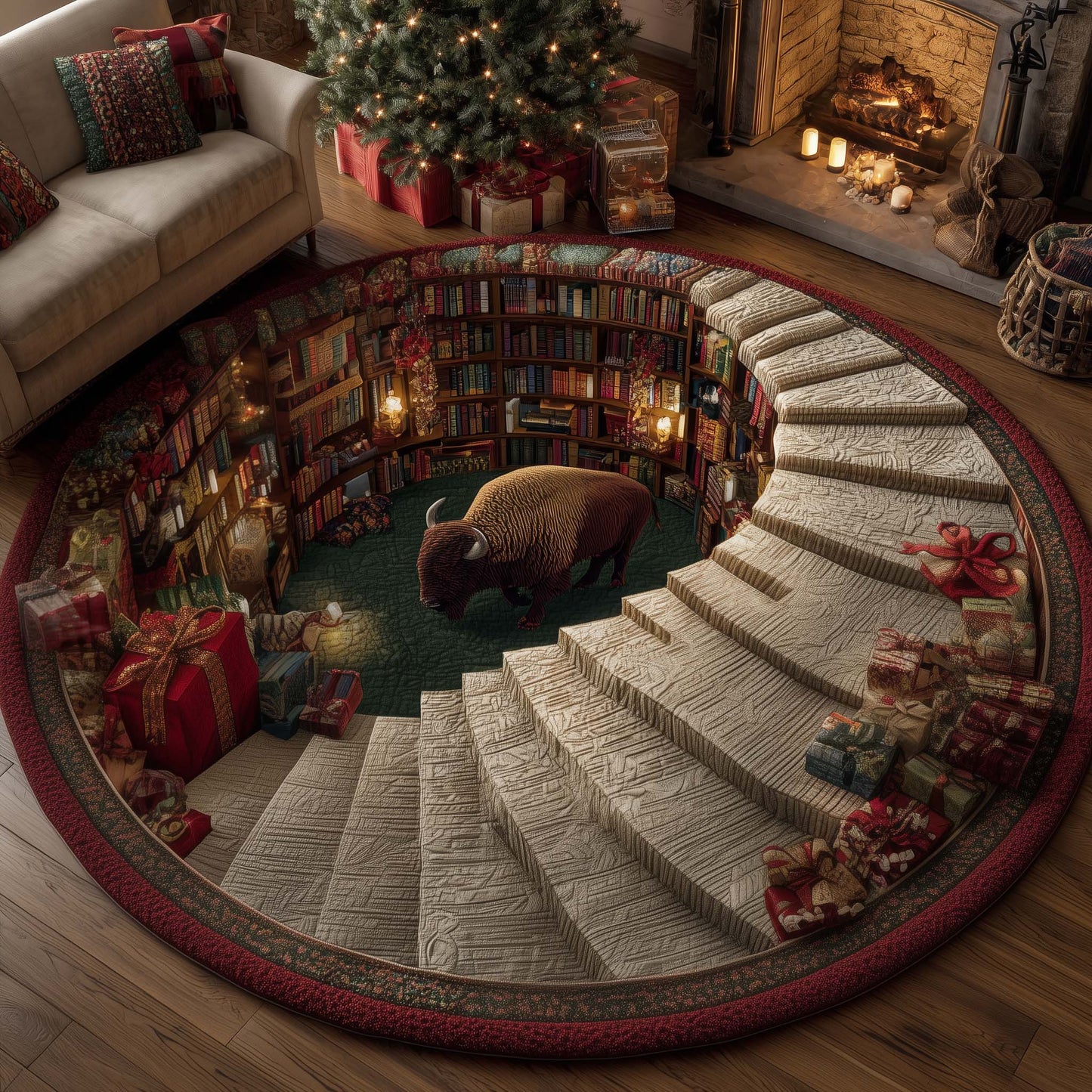 Christmas Prairie Quilted Round Mat GFTOTP14921