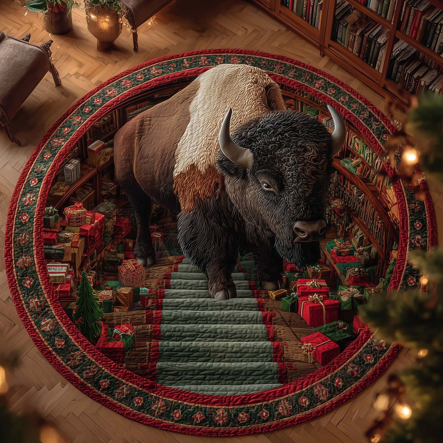 Christmas Prairie Quilted Round Mat GFTOTP14922