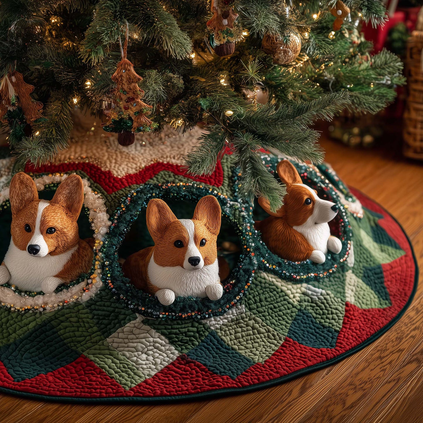 Jolly Corgi Quilted Tree Skirt GFTOTP14969