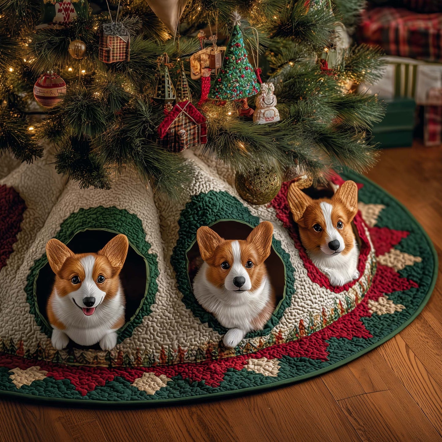 Jolly Corgi Quilted Tree Skirt GFTOTP14971