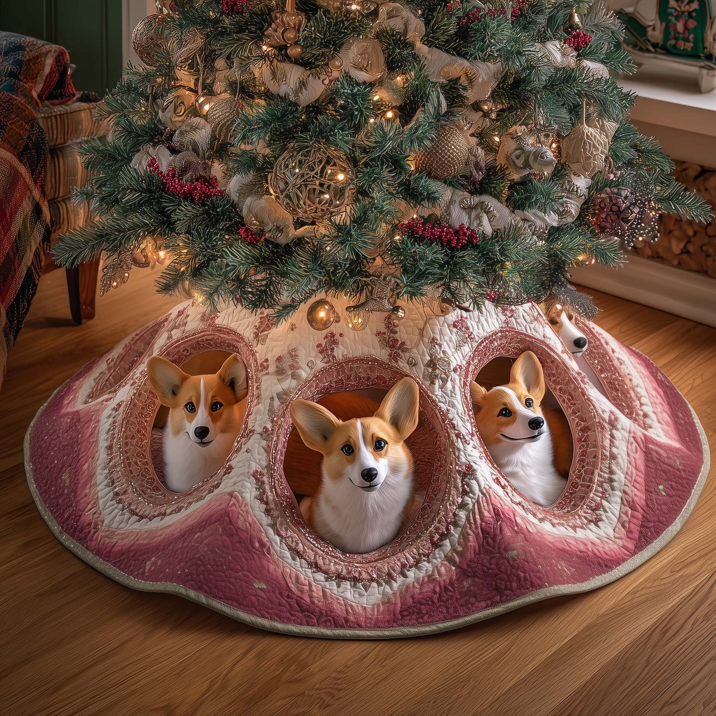 Jolly Corgi Quilted Tree Skirt GFTOTP14974