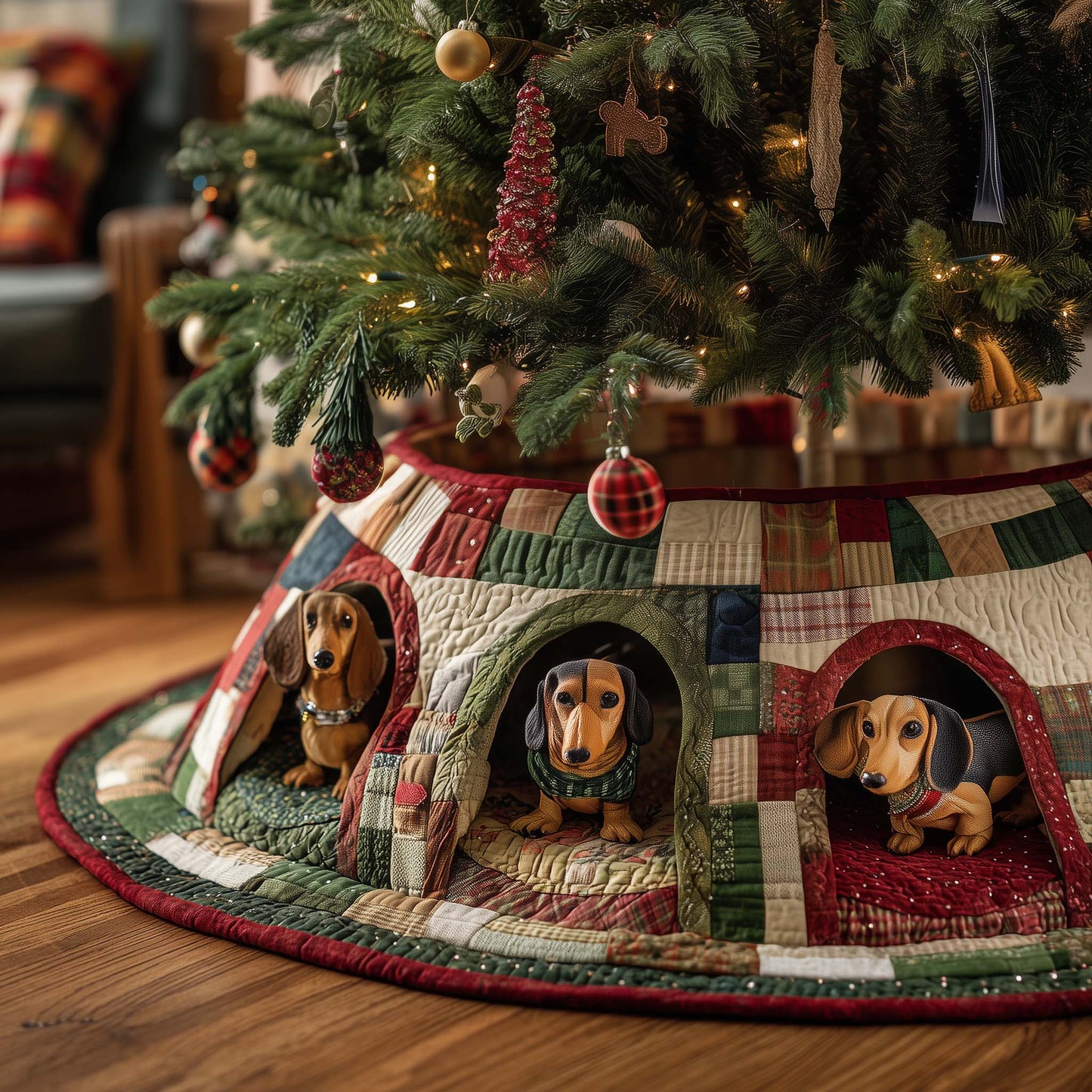 Jolly Dachshund Quilted Tree Skirt GFTOTP14976