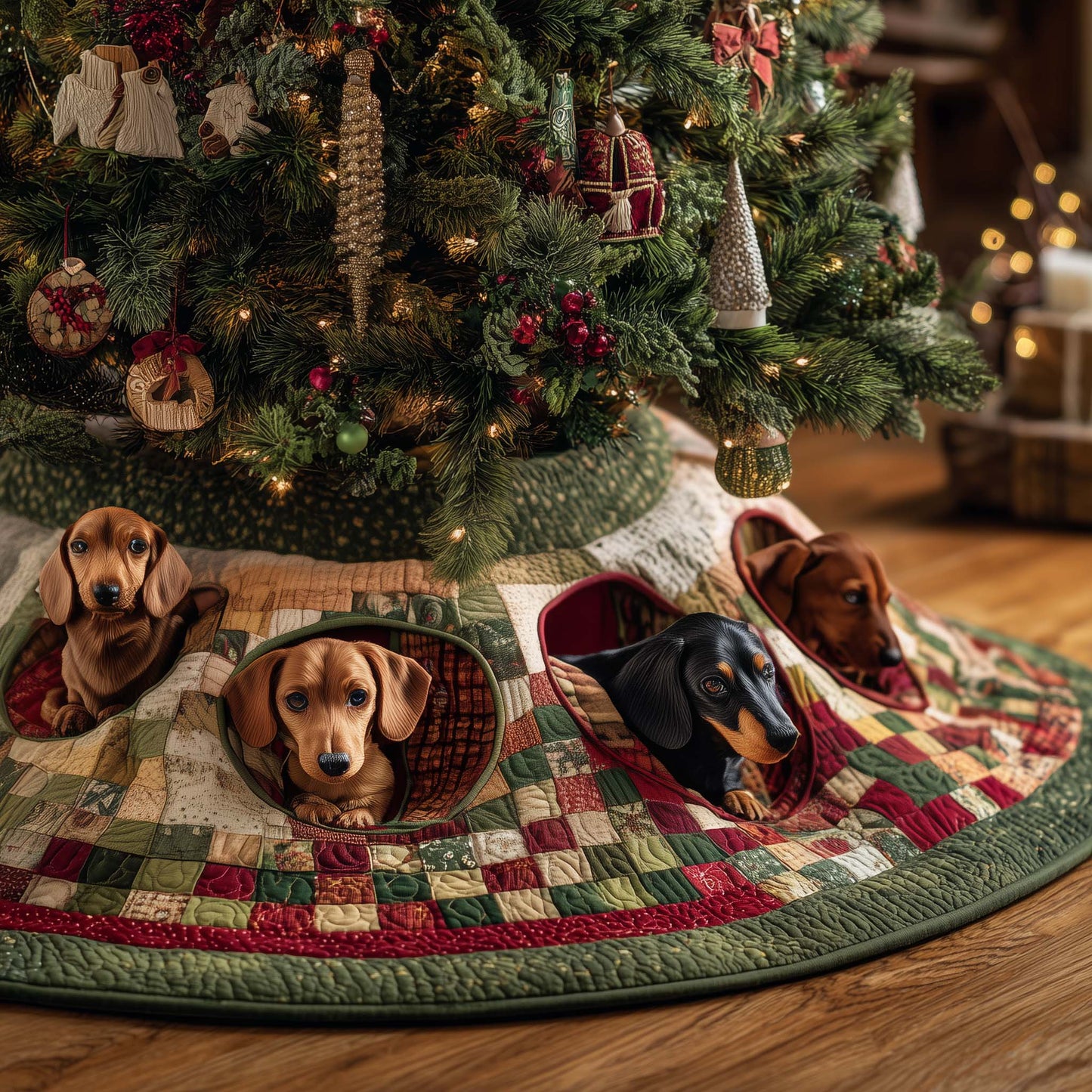 Jolly Dachshund Quilted Tree Skirt GFTOTP14977