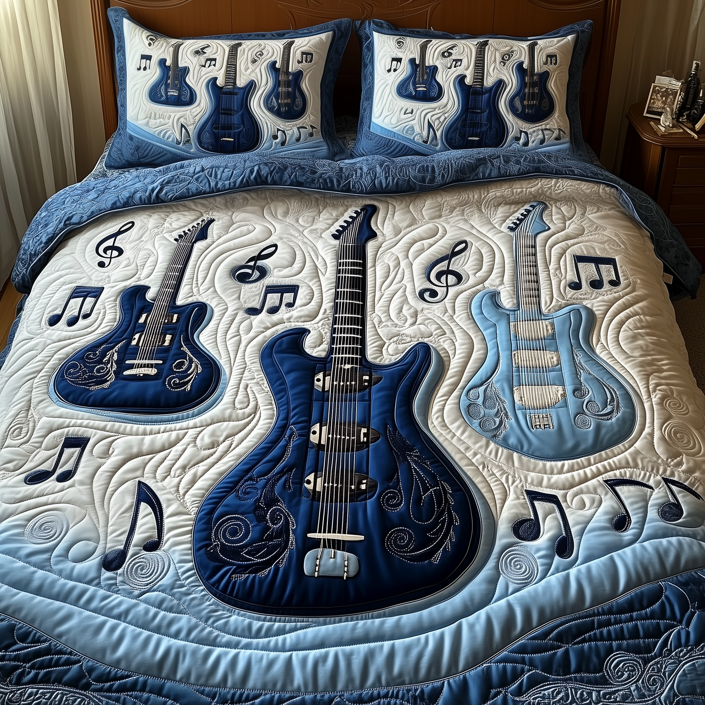 Electric Guitar 3-Piece Quilted Bedding Set GFTOTP1510