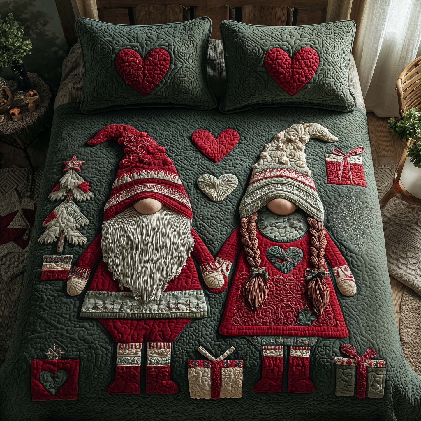 Holiday Gnome Duo Duvet Cover Set GFTOTP15138