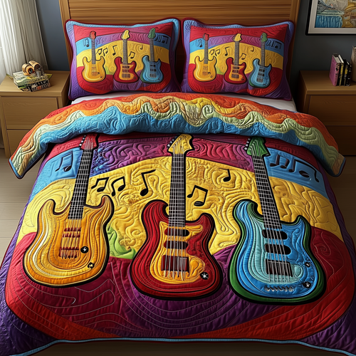Electric Guitar 3-Piece Quilted Bedding Set GFTOTP1514