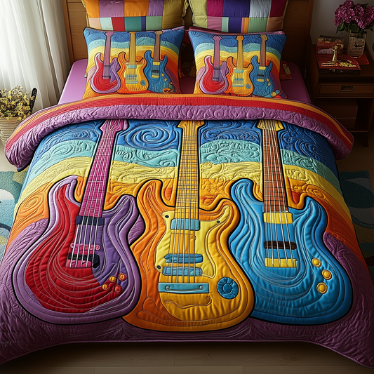 Electric Guitar 3-Piece Quilted Bedding Set GFTOTP1515
