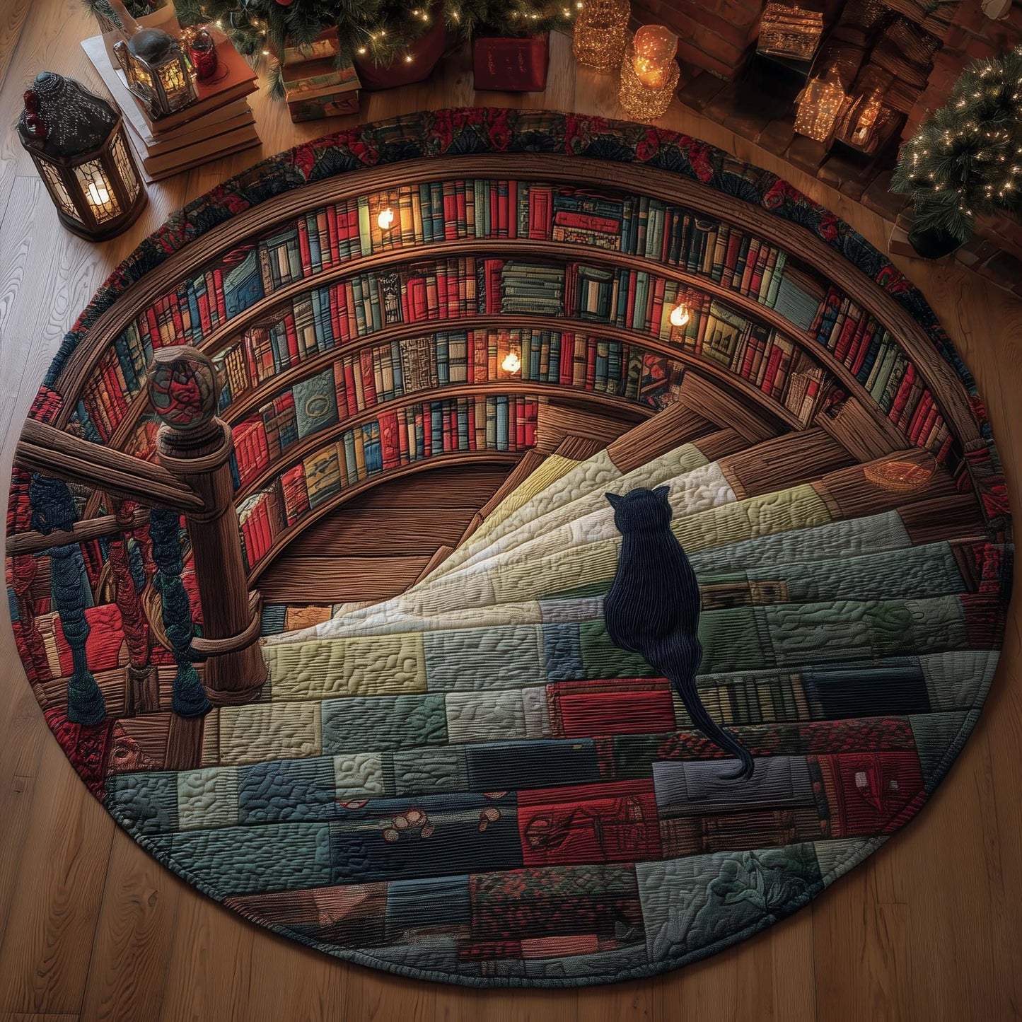 Hidden Library Quilted Round Mat GFTOTP15174