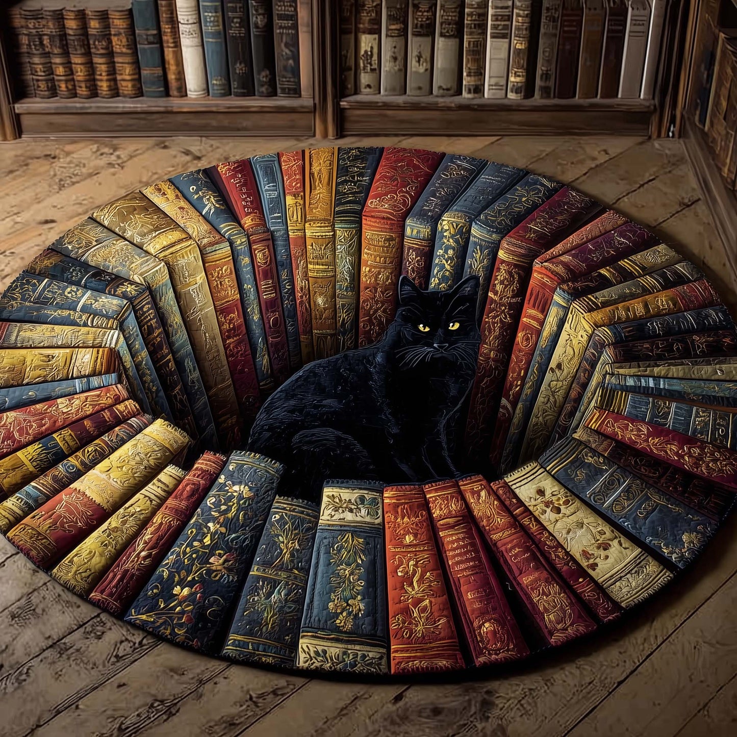 Hidden Library Quilted Round Mat GFTOTP15177