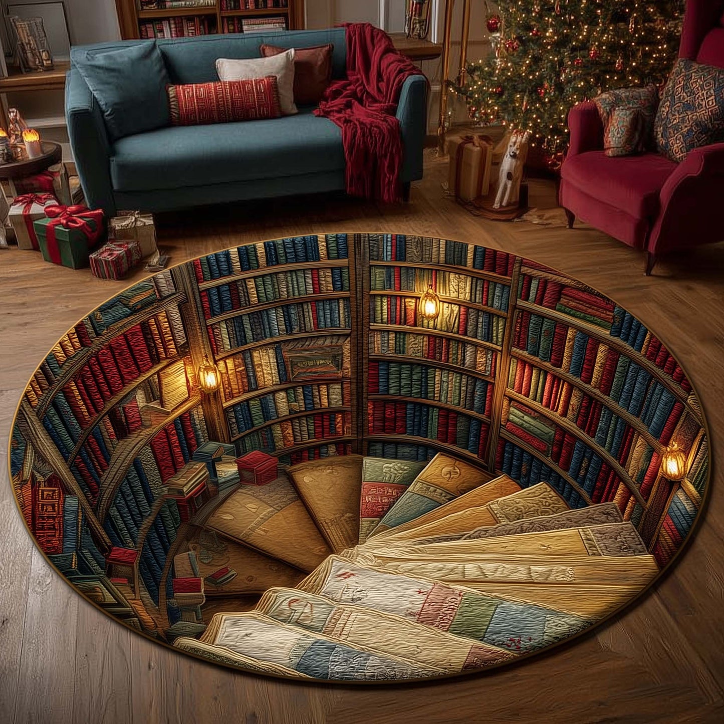 Enchanted Library Quilted Round Mat GFTOTP15180