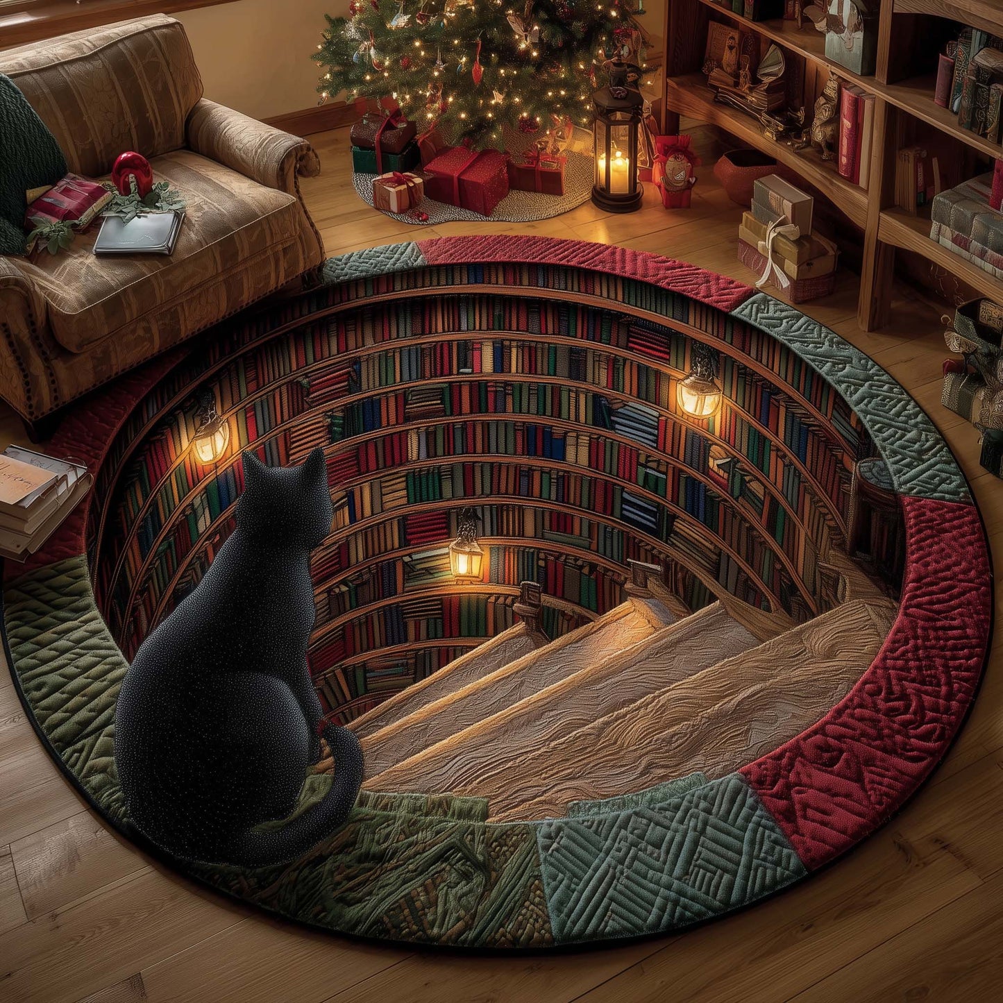 Enchanted Library Quilted Round Mat GFTOTP15181