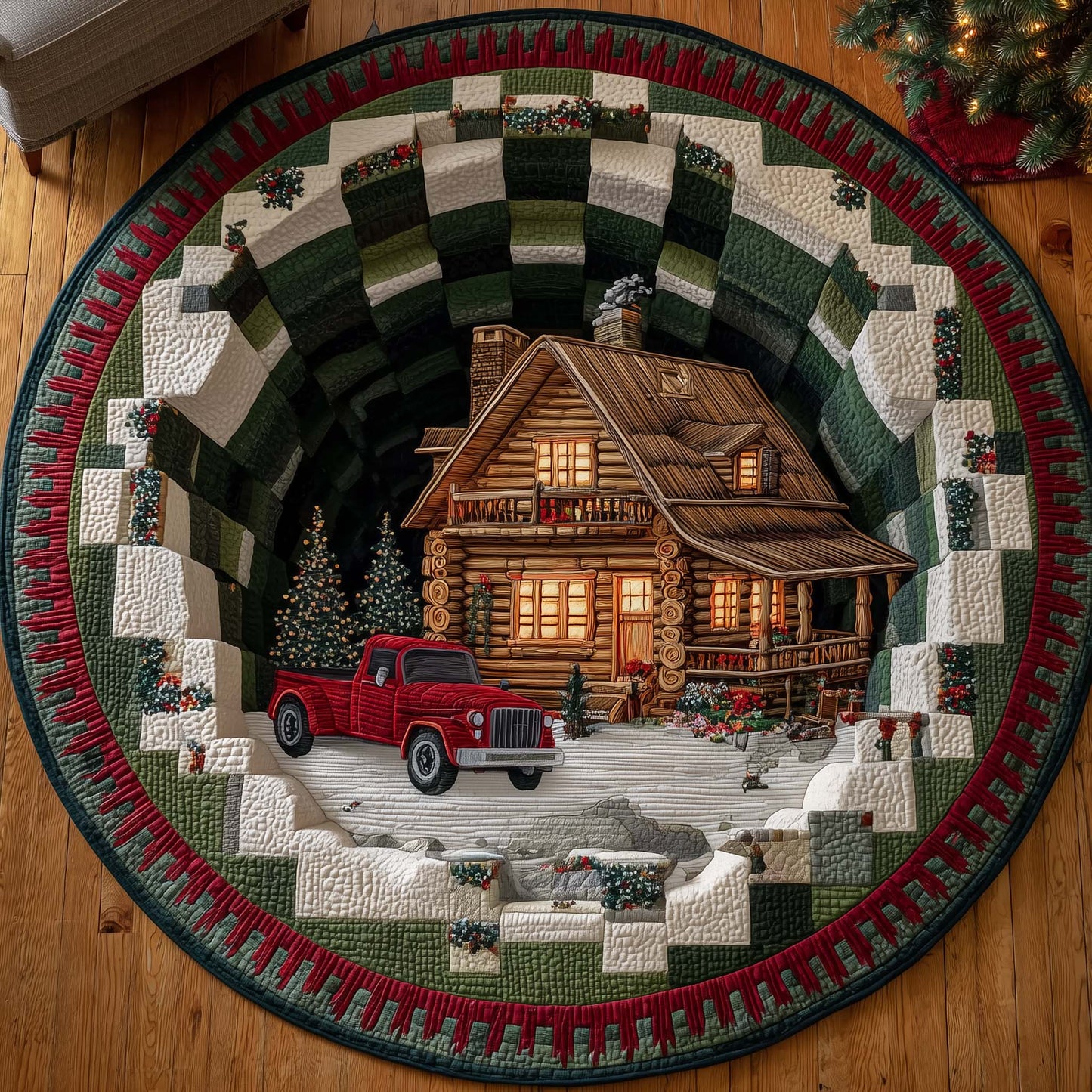 Cabin Retreat Quilted Round Mat GFTOTP15216