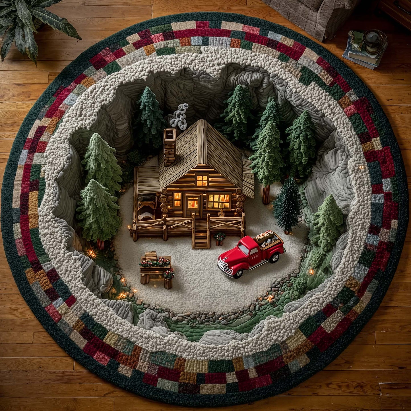 Cabin Retreat Quilted Round Mat GFTOTP15217