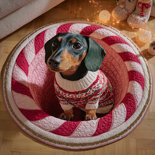 Holiday Dachshund Quilted Round Mat GFTOTP15285