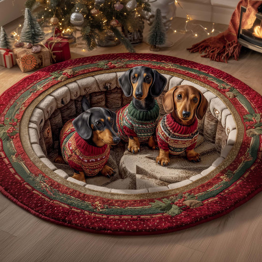 Holiday Dachshund Quilted Round Mat GFTOTP15287