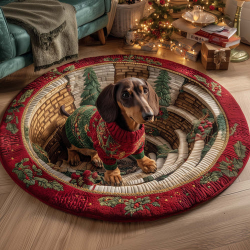 Holiday Dachshund Quilted Round Mat GFTOTP15288