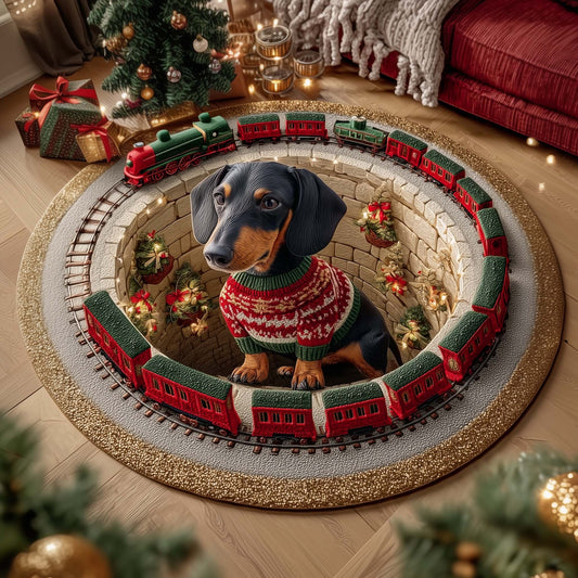 Holiday Dachshund Quilted Round Mat GFTOTP15289