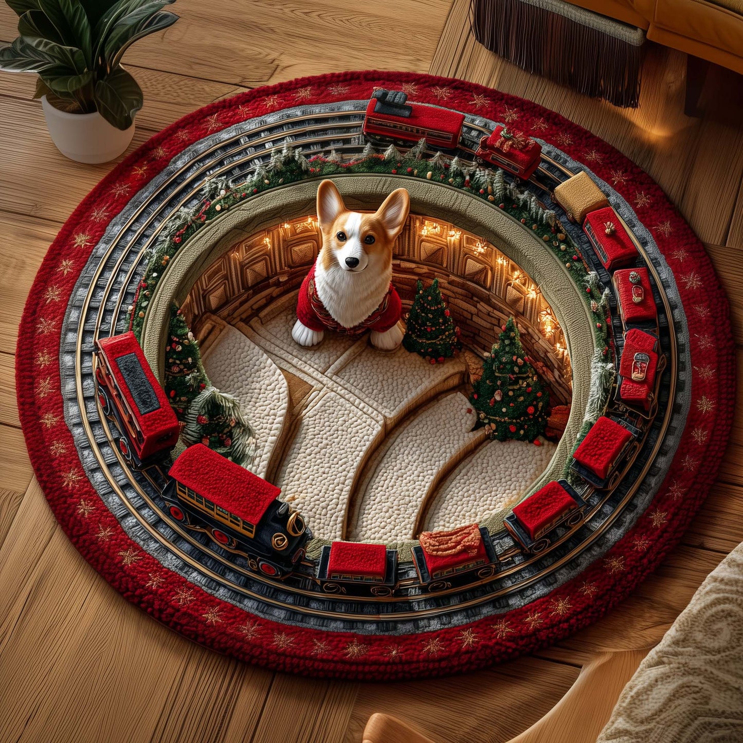 Corgi Wishes Quilted Round Mat GFTOTP15294