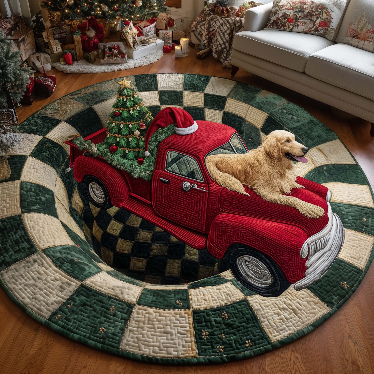 Retriever Magic Quilted Round Mat GFTOTP15358