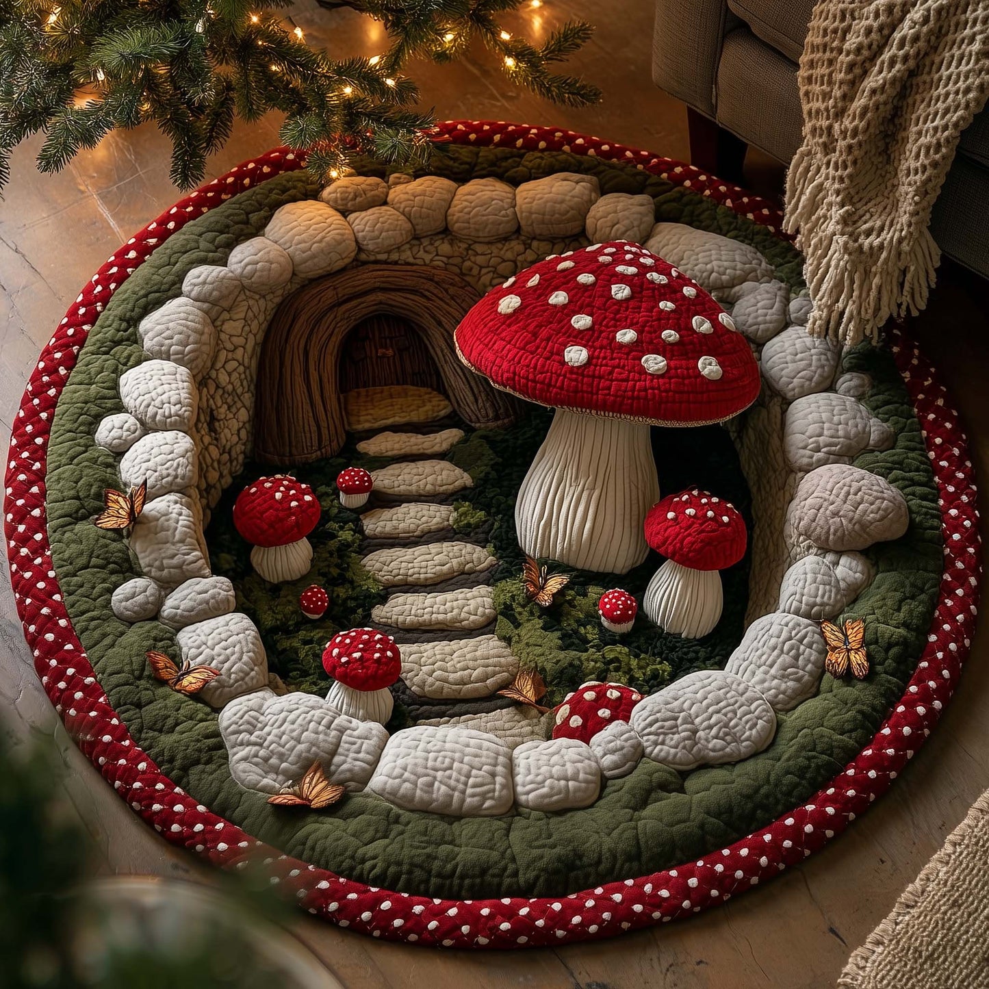 Mystic Mushroom Quilted Round Mat GFTOTP15460