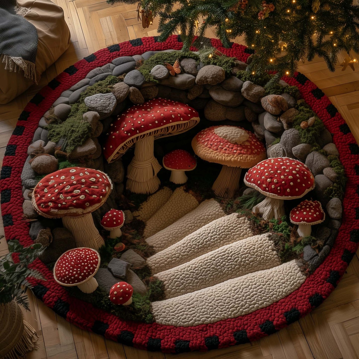 Mystic Mushroom Quilted Round Mat GFTOTP15464