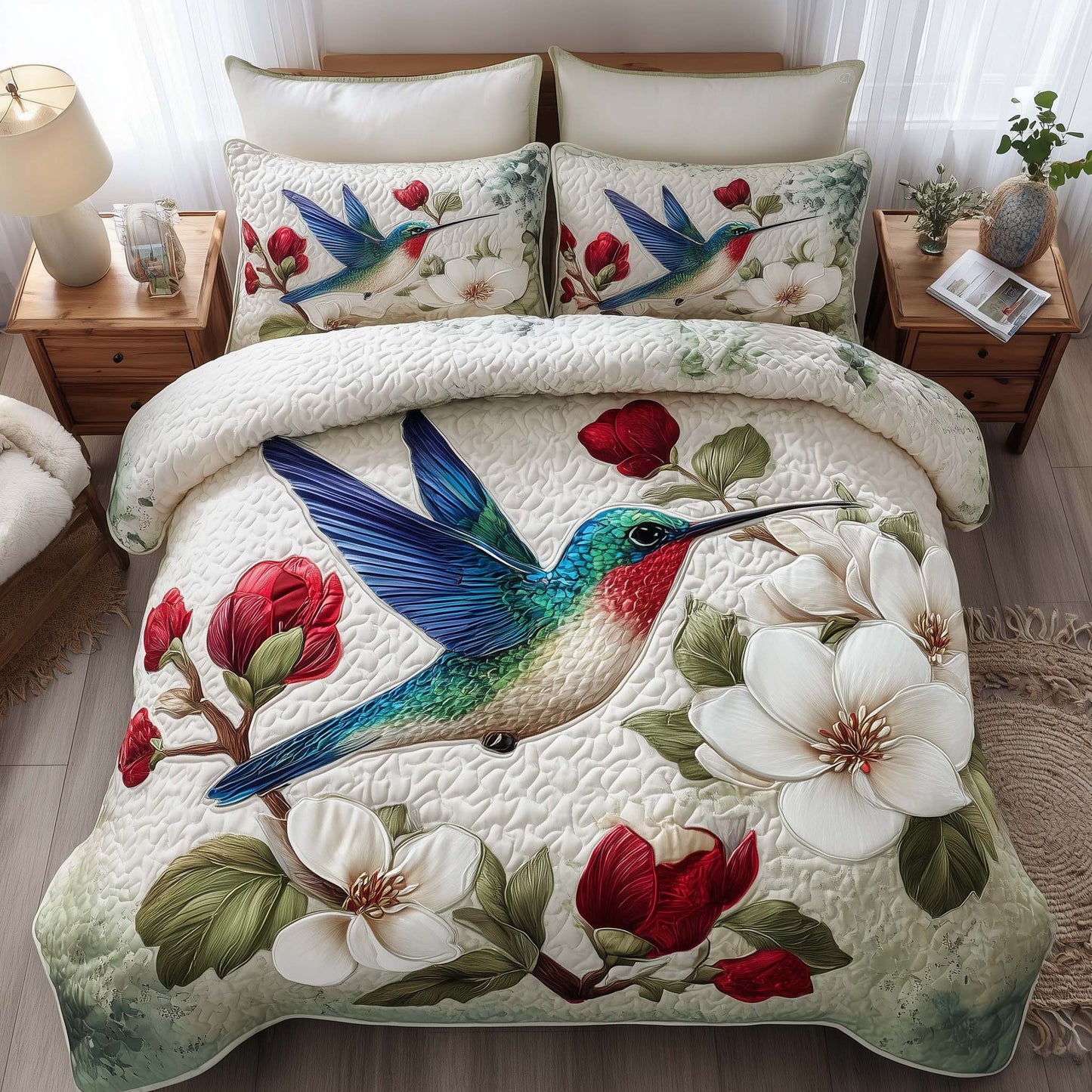 Hummingbird Haven 3-Piece Quilted Bedding Set GFTOTP15473