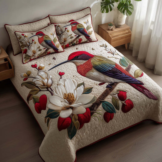 Hummingbird Haven 3-Piece Quilted Bedding Set GFTOTP15476