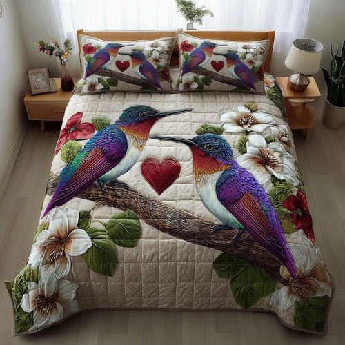 Hummingbird Embrace 3-Piece Quilted Bedding Set GFTOTP15478