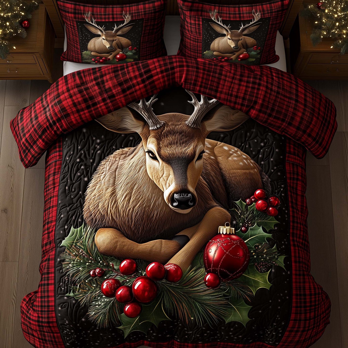 Yuletide Antler 3-Piece Quilted Bedding Set GFTOTP15480