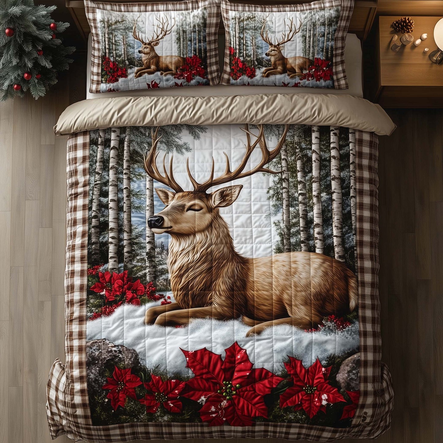 Yuletide Antler 3-Piece Quilted Bedding Set GFTOTP15482