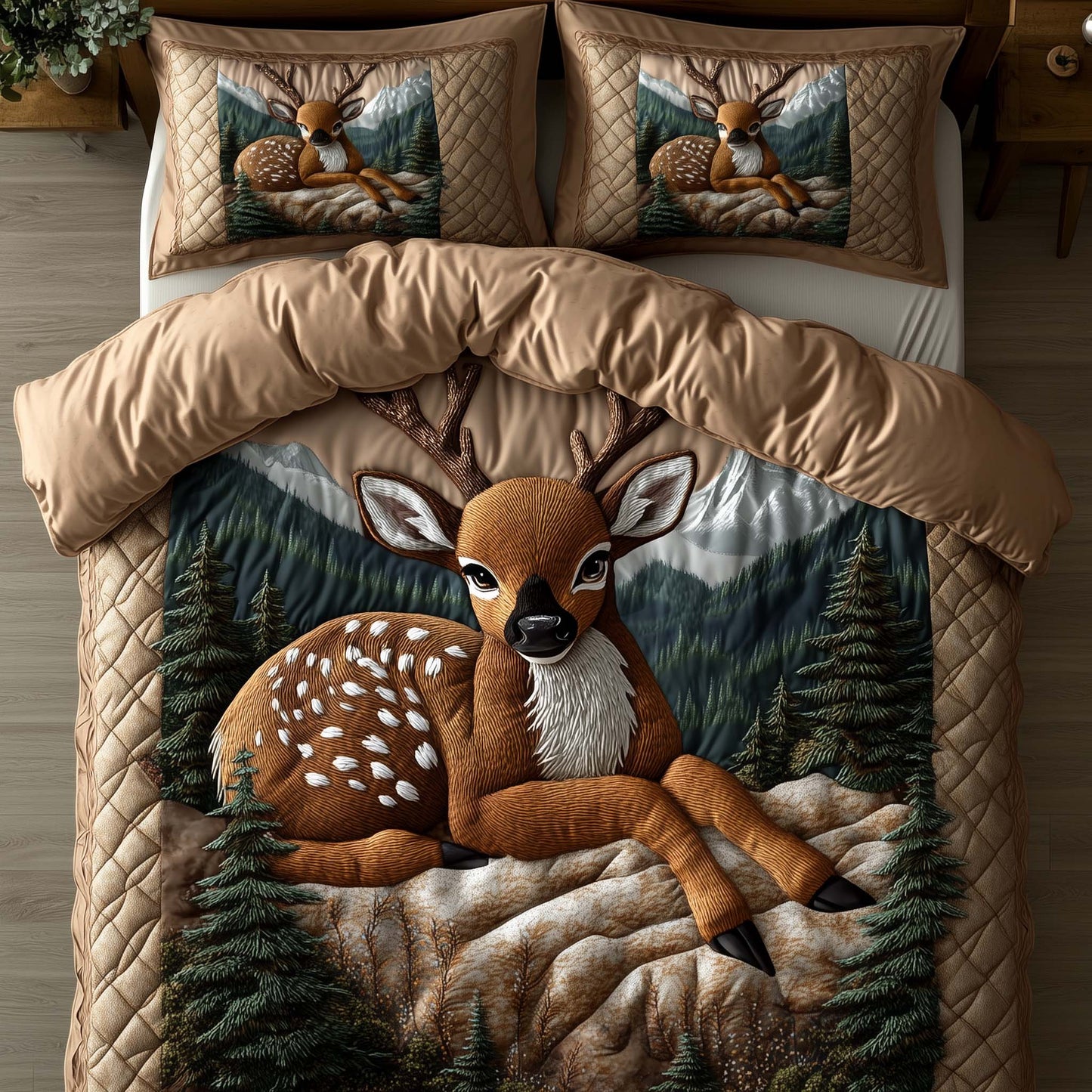 Deer Serenity 3-Piece Quilted Bedding Set GFTOTP15483