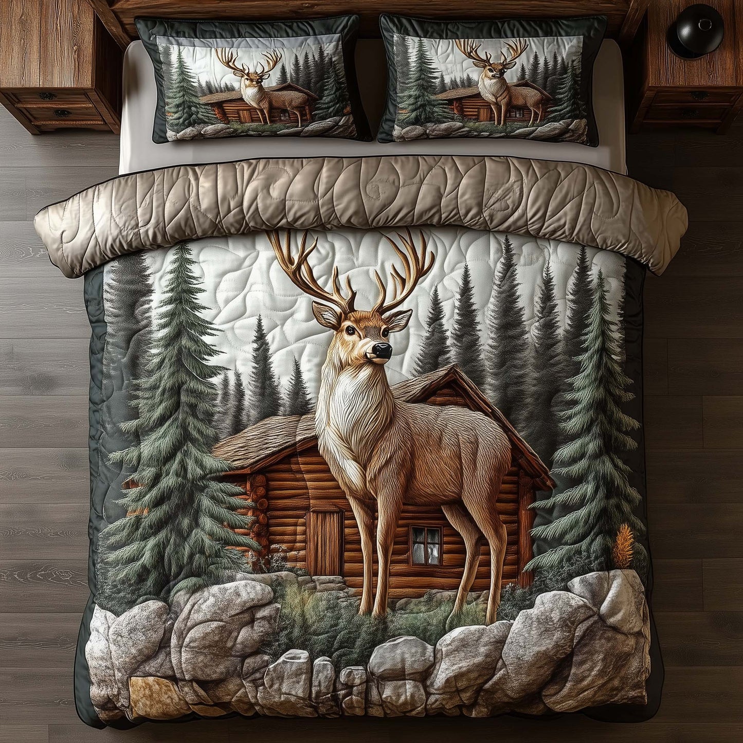 Deer Serenity 3-Piece Quilted Bedding Set GFTOTP15486
