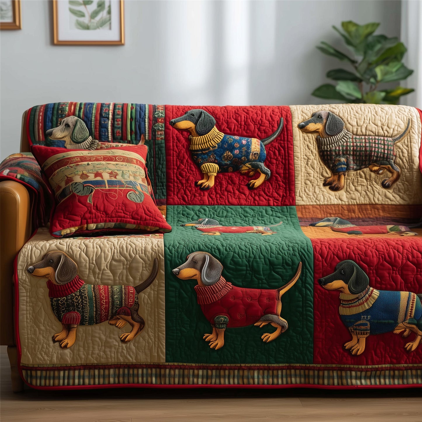 Dachshund Delight Quilted Sofa Cover GFTOTP15537