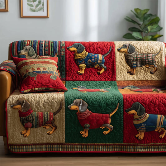 Dachshund Delight Quilted Sofa Cover GFTOTP15537