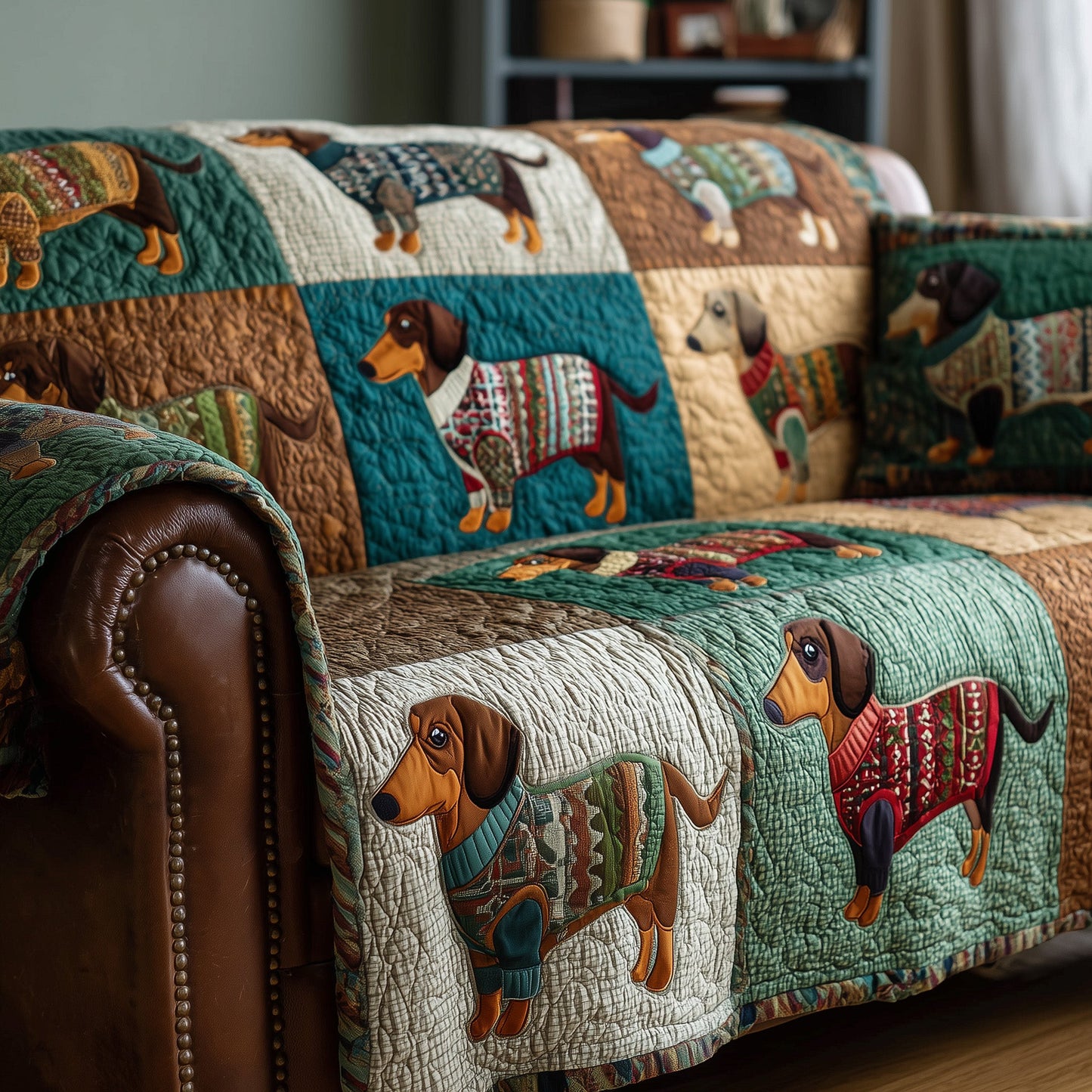 Dachshund Delight Quilted Sofa Cover GFTOTP15538