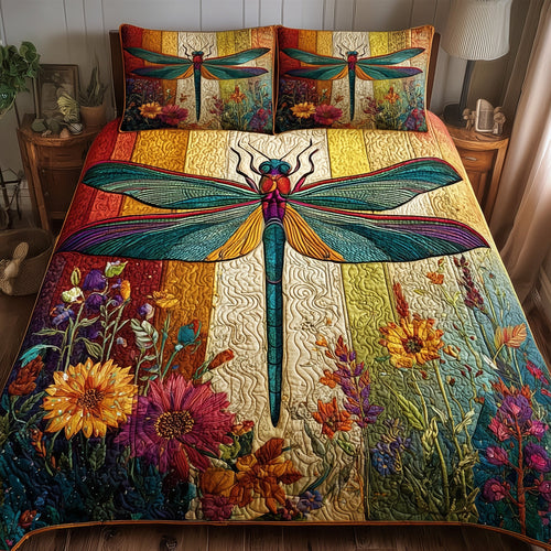 Dragonfly Serenity 3-Piece Quilted Bedding Set GFTOTP15564