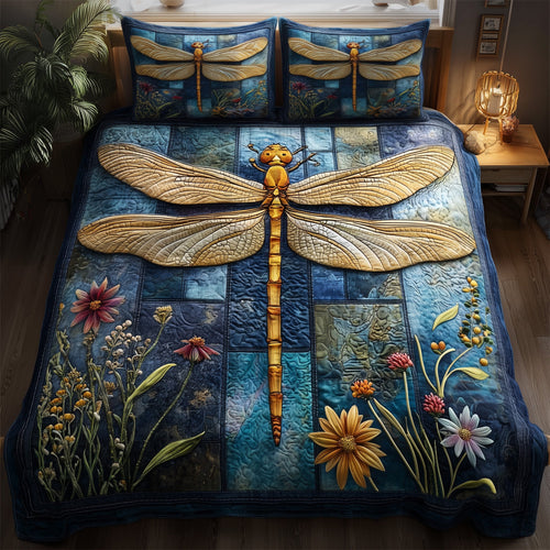 Dragonfly Serenity 3-Piece Quilted Bedding Set GFTOTP15566