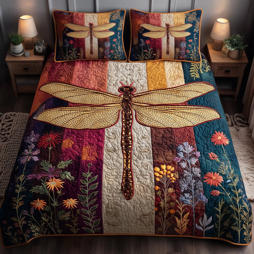 Dragonfly Serenity 3-Piece Quilted Bedding Set GFTOTP15567
