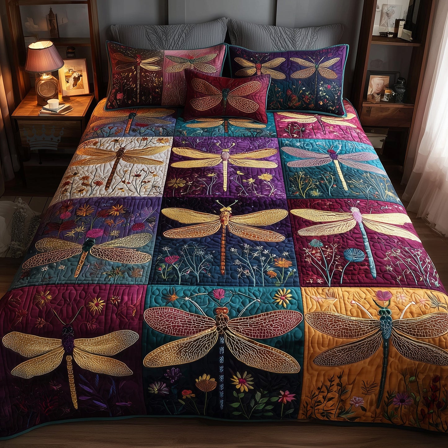 Dragonfly Serenity 3-Piece Quilted Bedding Set GFTOTP15568