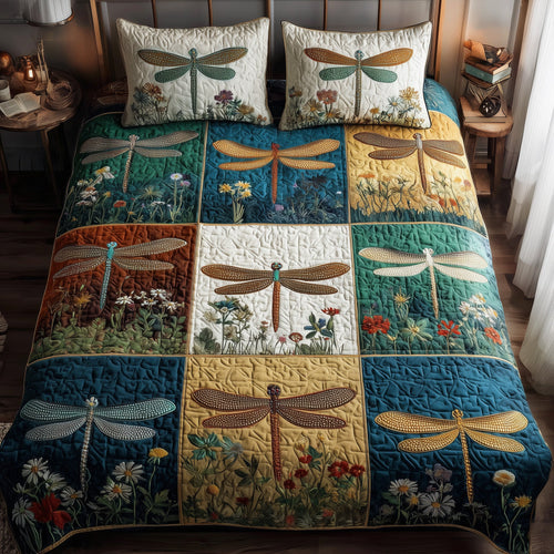 Dragonfly Serenity 3-Piece Quilted Bedding Set GFTOTP15569