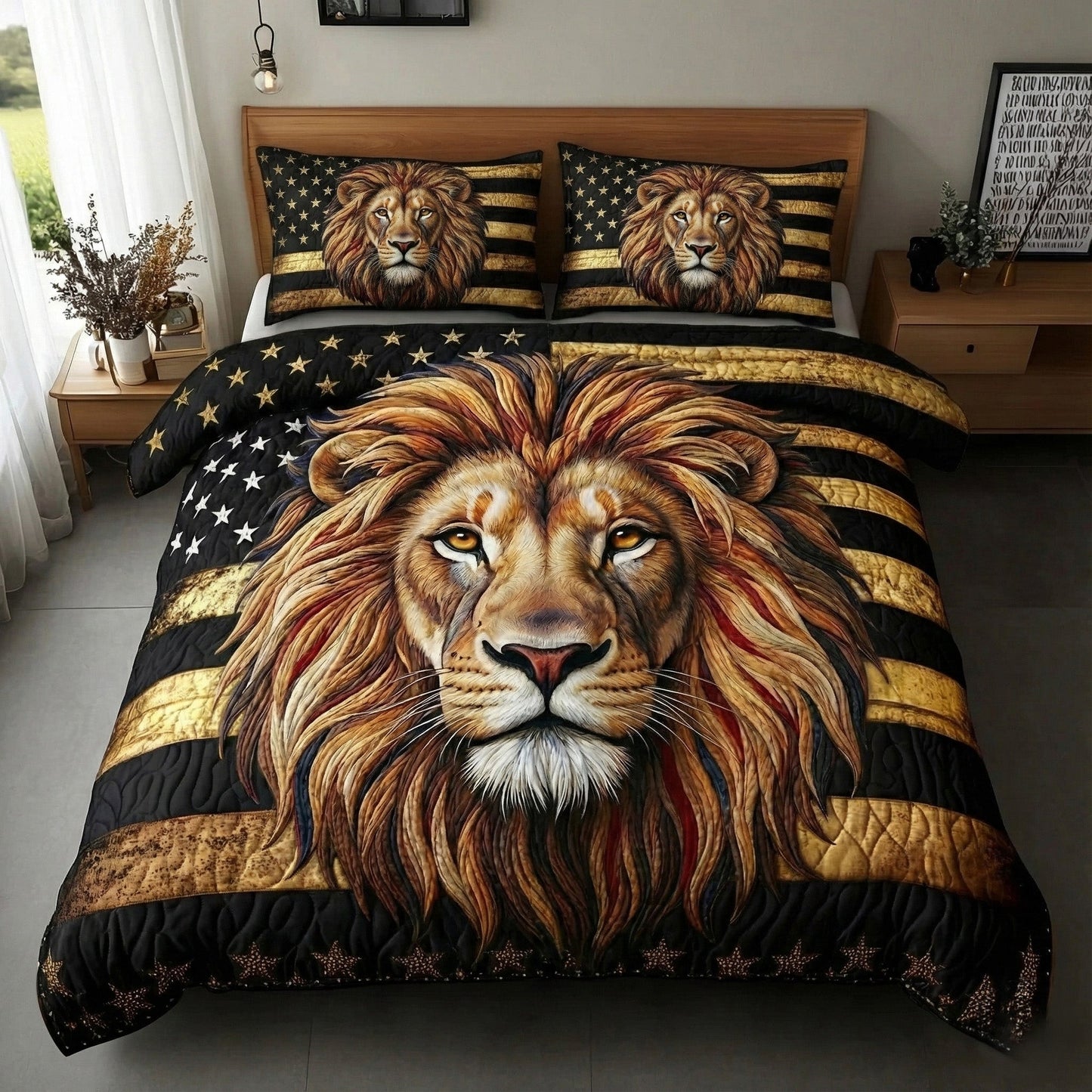 Majestic Lion 3-Piece Quilted Bedding Set GFTOTP15582