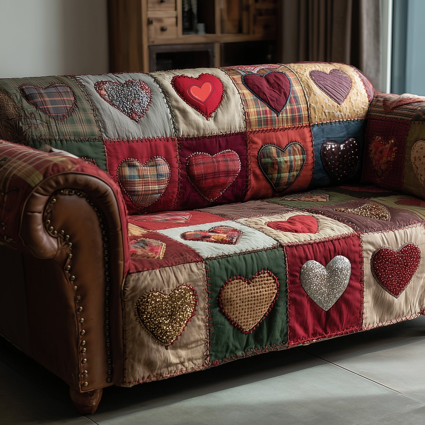 Love Meadow Quilted Sofa Cover GFTOTP15628