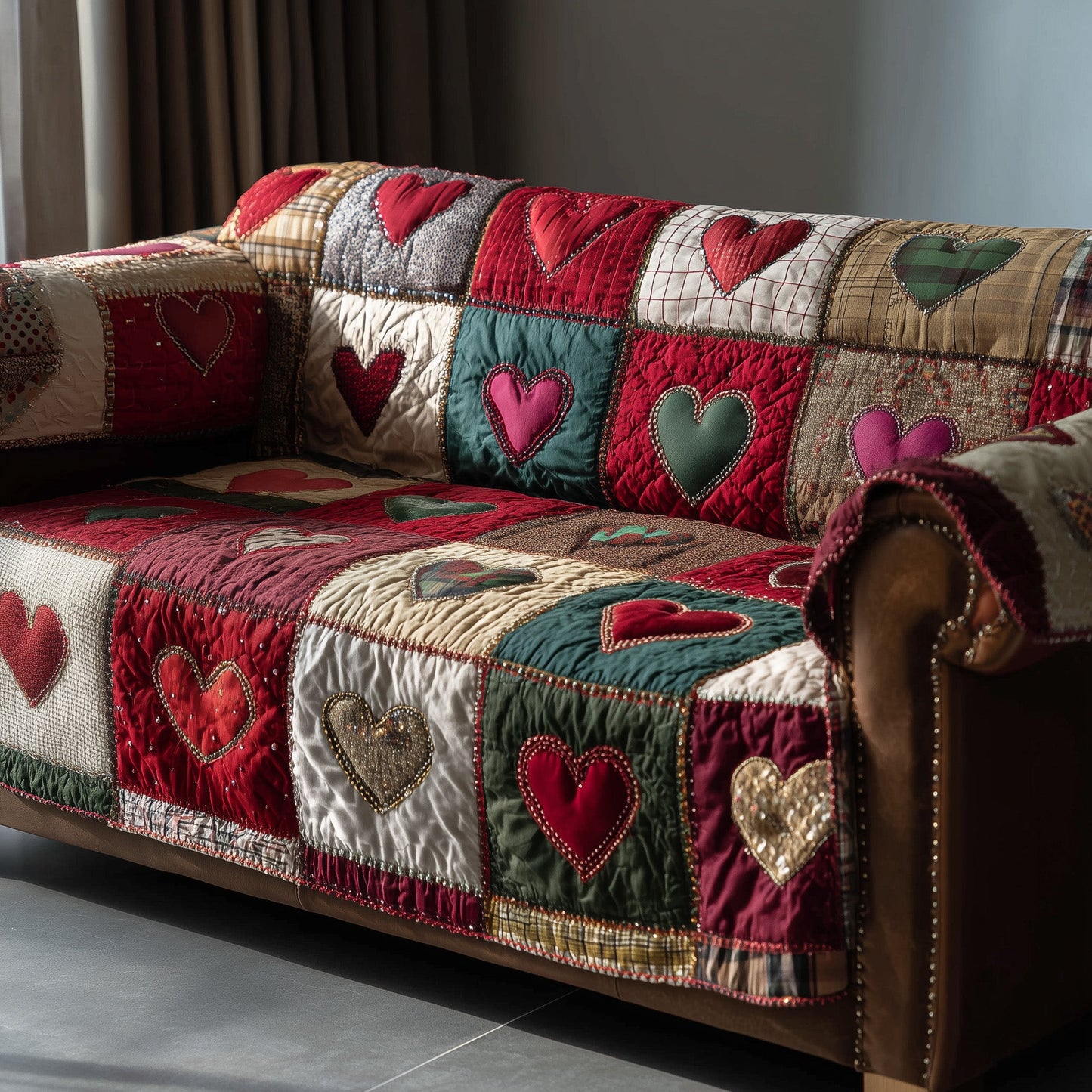 Heart Whisper Quilted Sofa Cover GFTOTP15630