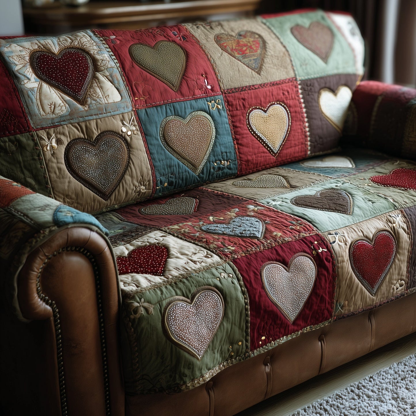 Heart Whisper Quilted Sofa Cover GFTOTP15631