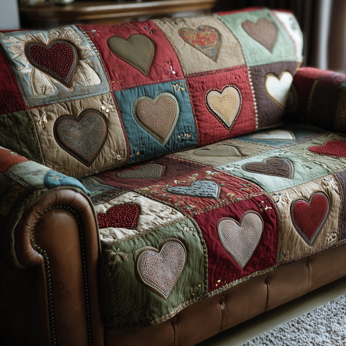 Heart Whisper Quilted Sofa Cover GFTOTP15631
