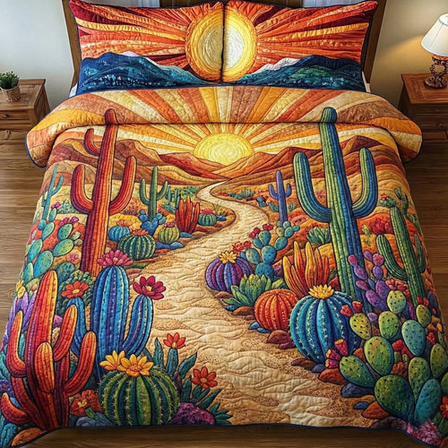 Sunburst Cactus 3-Piece Quilted Bedding Set GFTOTP15808