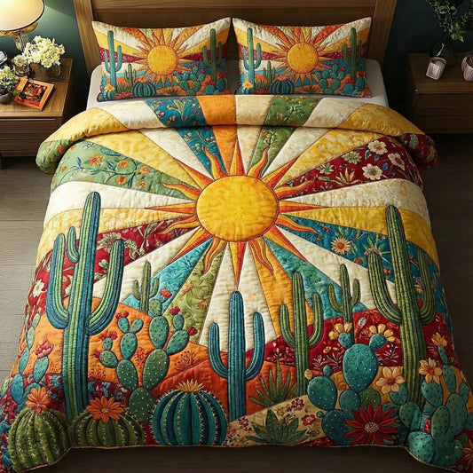 Sunburst Cactus 3-Piece Quilted Bedding Set GFTOTP15809